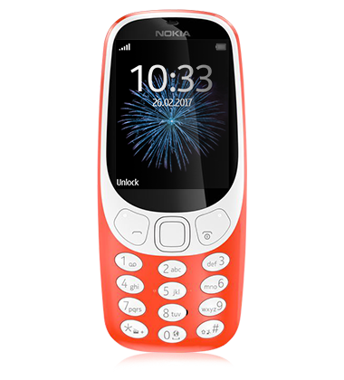 Front view of Nokia 3310 Warm Red phone