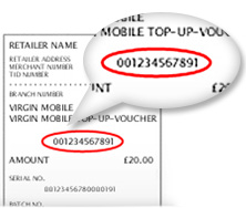 virgin codes Top up for
