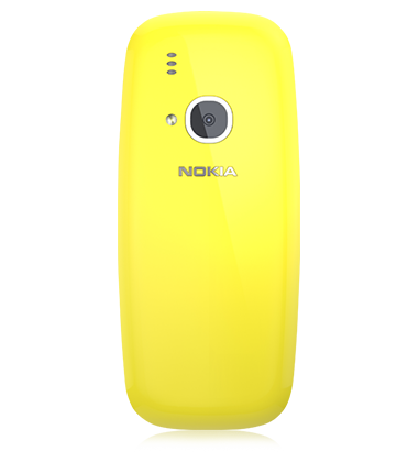 Back view of Nokia 3310 Yellow phone