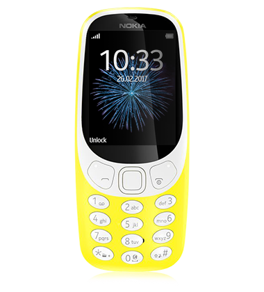 Front view of Nokia 3310 Yellow phone